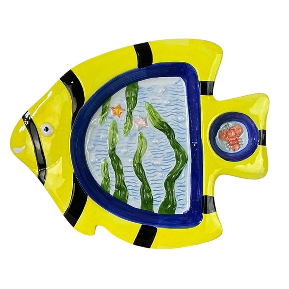 Tropical Angel Fish Design Dip Bowl Decorative Platter Tray 13 Inches - Picture 10 of 16